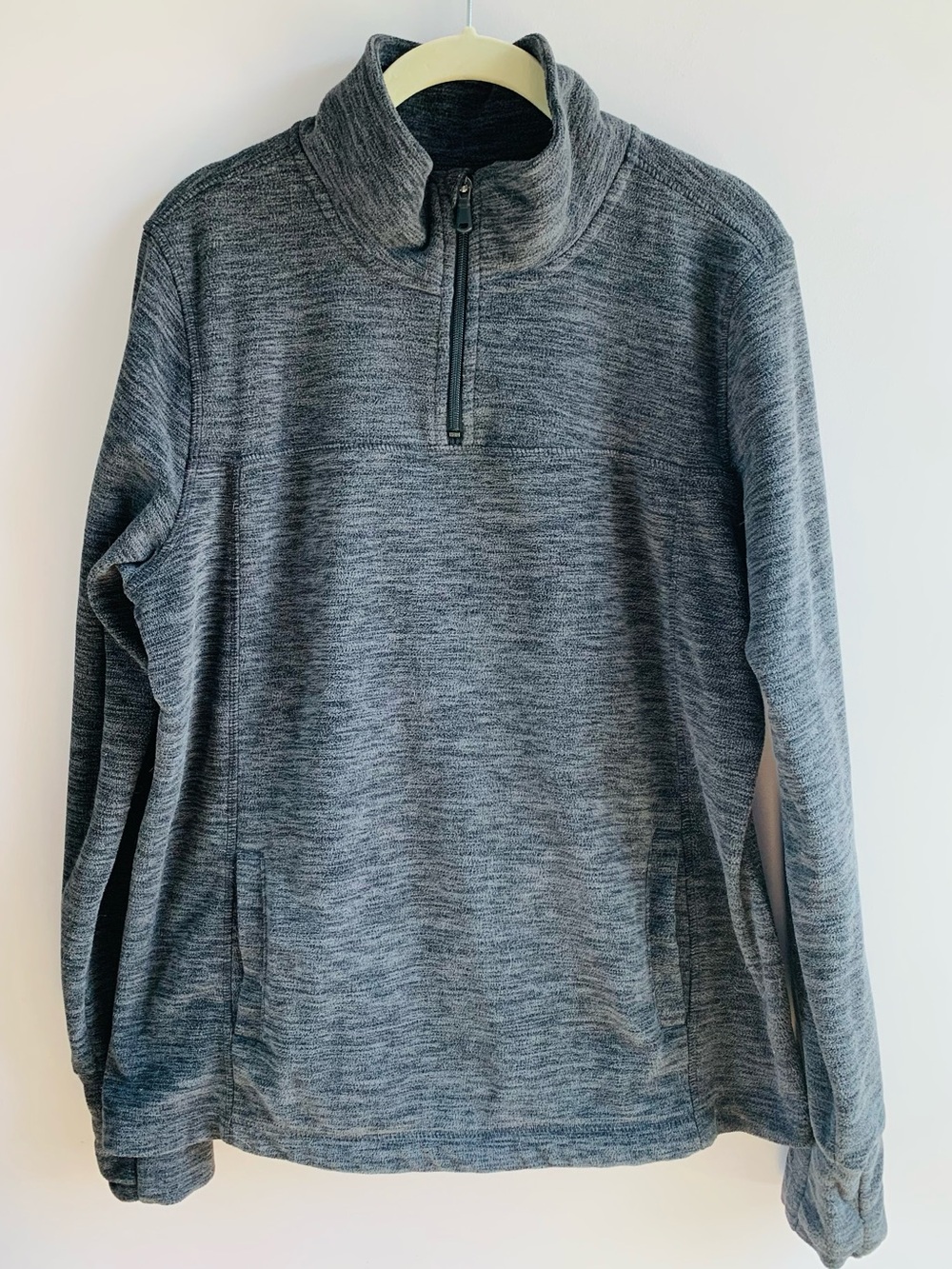 1/4 Zip Pullover Sweatshirt Top Fleece Steel Grey Cozy Layering Casual Active XL
